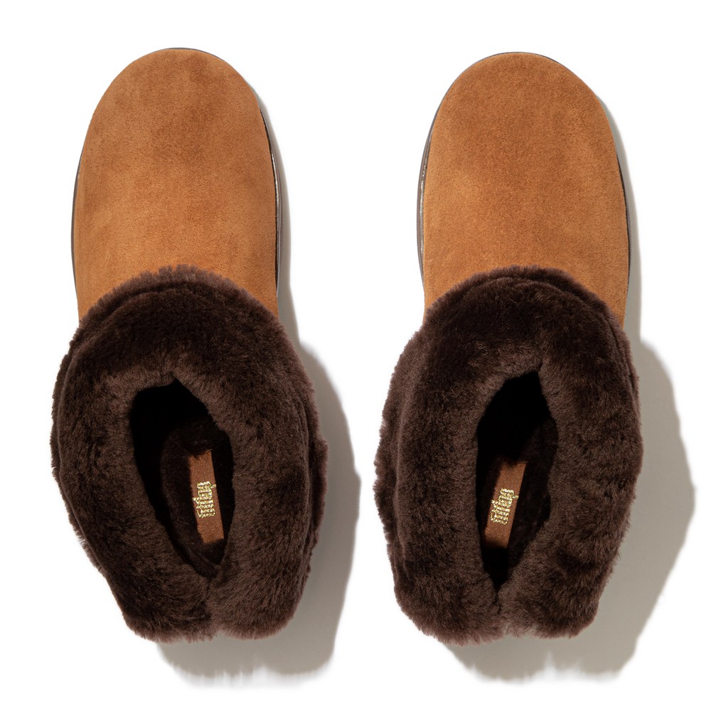 Fitflop Womens Boots Brown - Mukluk Shorty Shearling Lined Suede Ankle - RE5061897